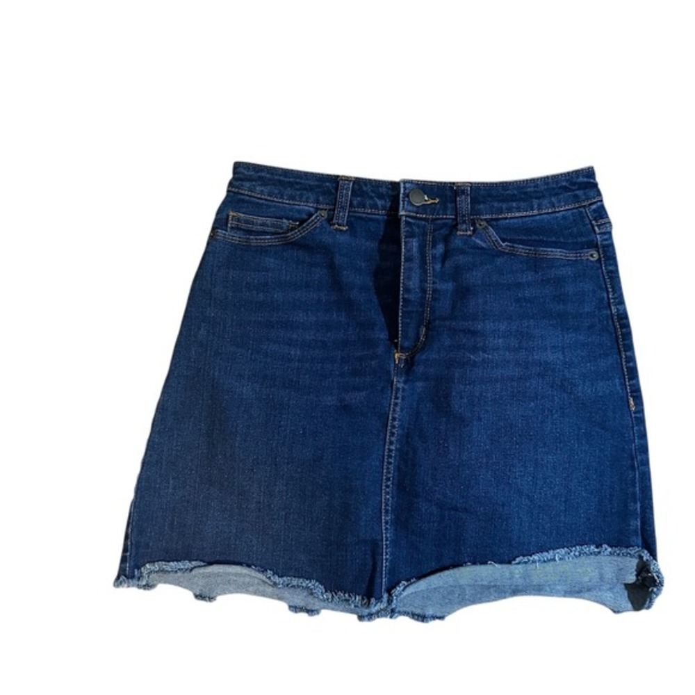 Universal Thread‎ Denim Skirt Women 4/27 Blue Raw Hem Mini Casual Dark Wash